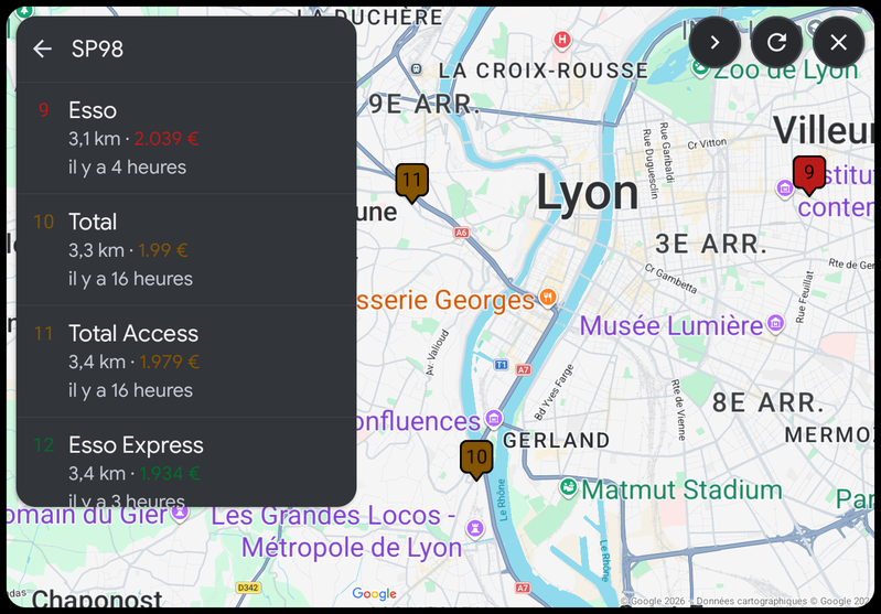 Prix des carburants pour Android Auto