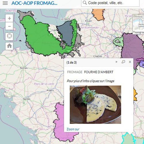 carte intéractive des AOPAOC de fromages data.gouv.fr