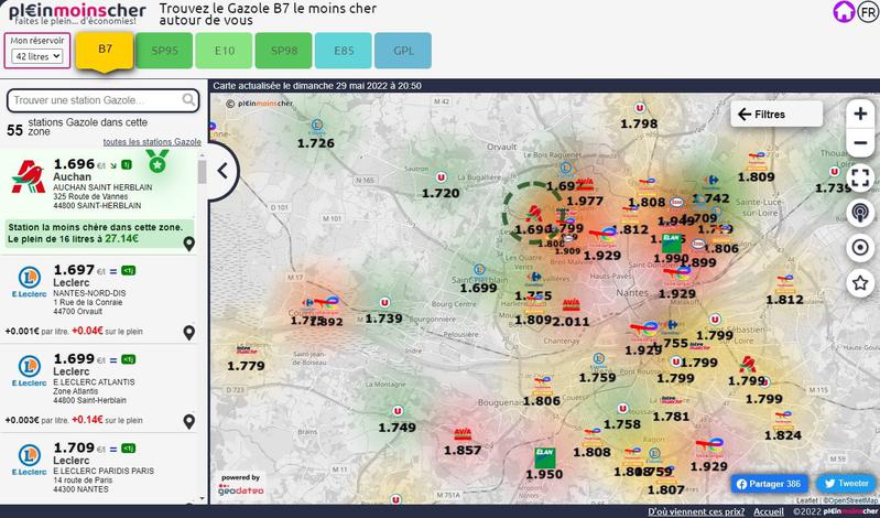 Carte interactive - prix des carburants en France