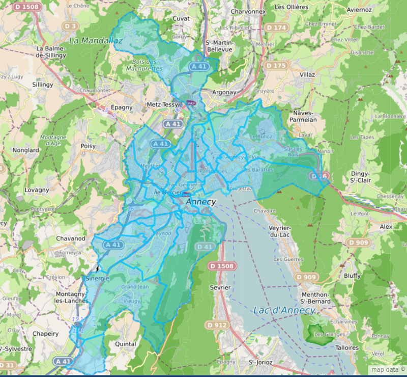 Carte interactive de la carte scolaire - Commune d'Annecy 