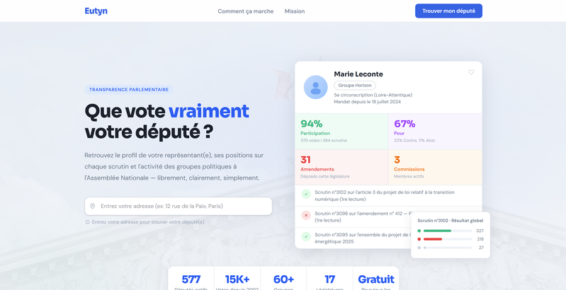 Eutyn - outil de transparence parlementaire