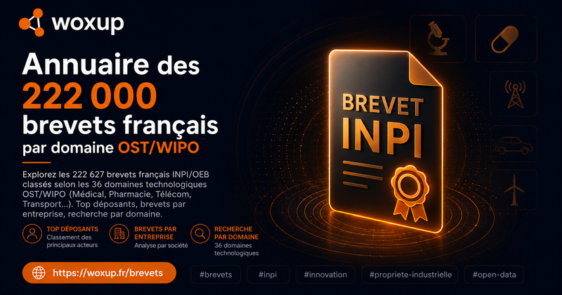Woxup — Annuaire des 222 000 brevets français par domaine OST/WIPO