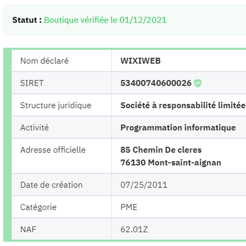 Validation des commerçants et producteurs à partir du SIRET et de la