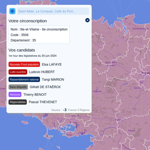 Carte des circonscriptions et candidats aux législatives 2024 - data ...