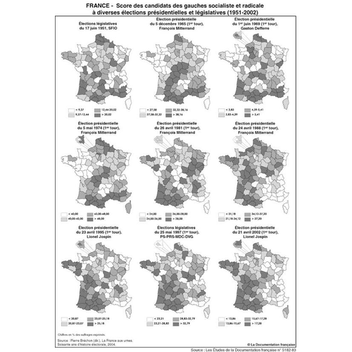 Élections présidentielles et législatives de 1951 à 2002 résultats