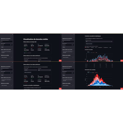 MétéoViz · visualisation des données d'observation à partir des API de MétéoFrance data.gouv.fr