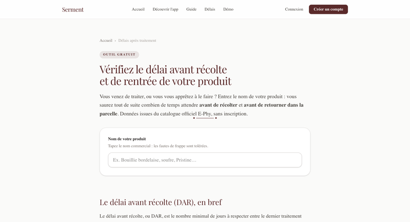 Délais avant récolte (DAR) et délais de rentrée pour les produits de la vigne