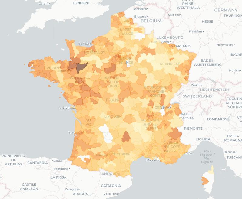 Un fond de carte France par commune optimisé pour le web et l