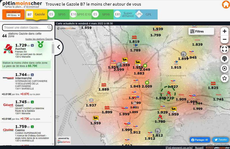Carte interactive - prix des carburants en France